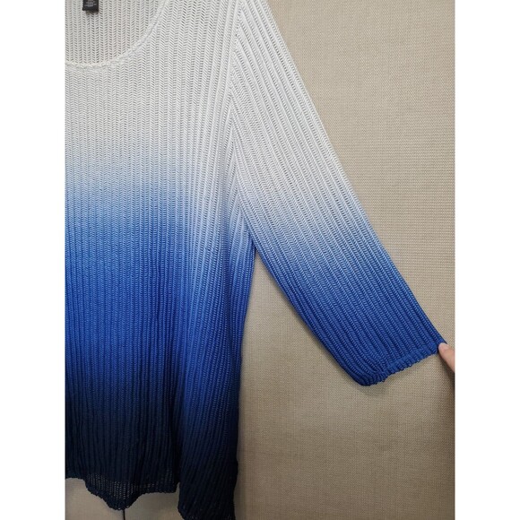 Chico's Travelers Dip-Dye Shaker Stitch Open Weave Mesh Tunic Size 3 (XL) - Picture 2 of 6